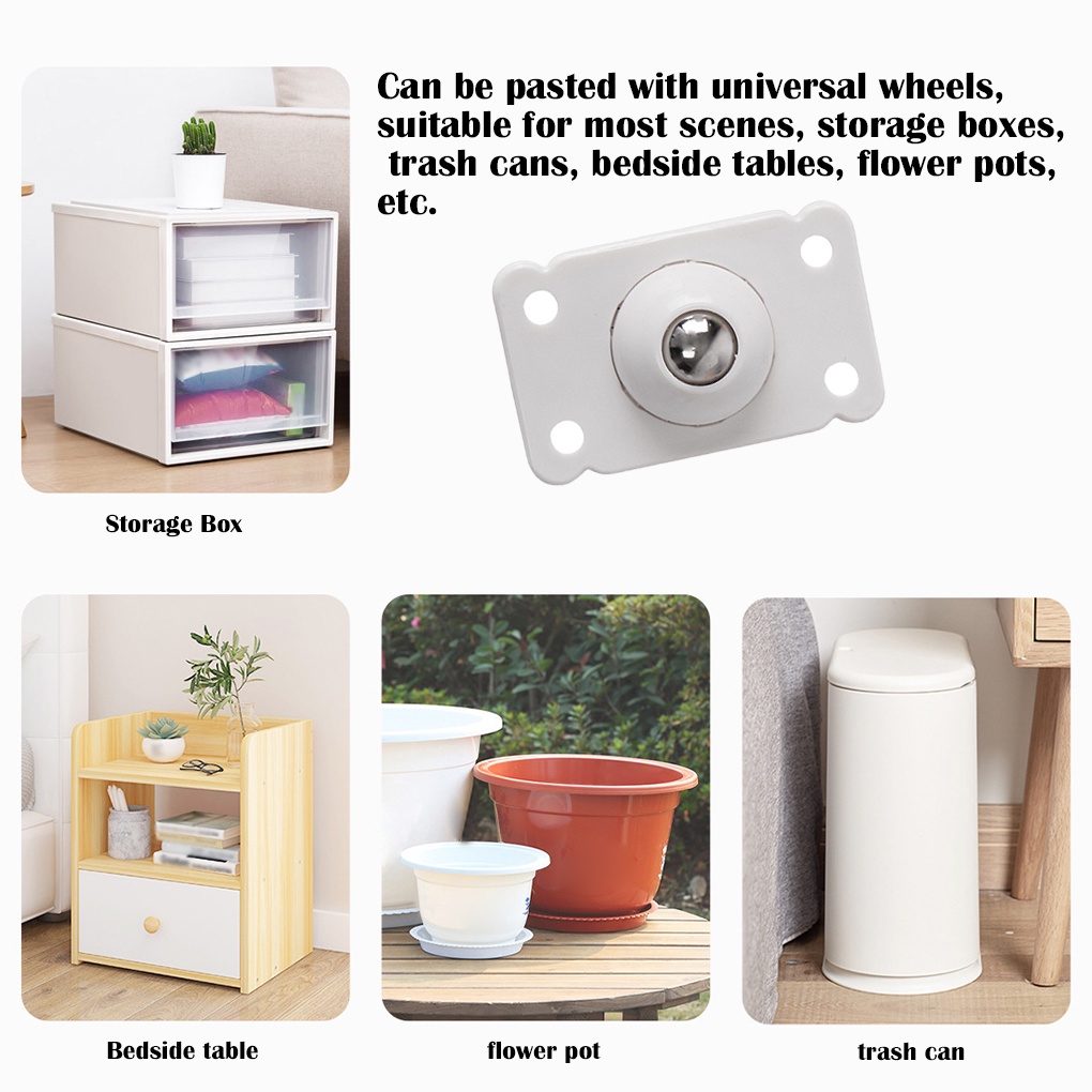 Universal Wheel 360° Rotatable Box Caster Roller Sticky Sliding Bin Pulley Wheel with Stainless Steel Ball ELEN