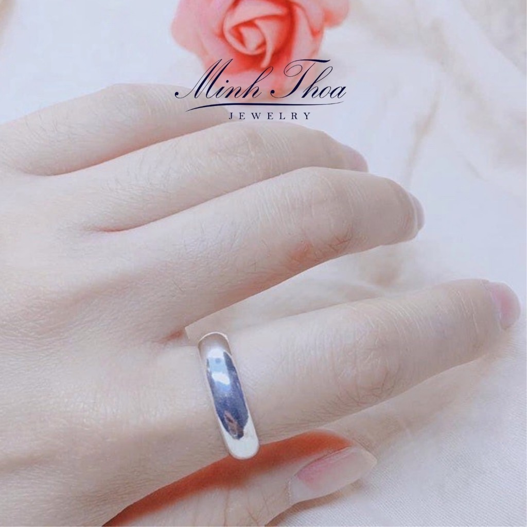 Nhẫn trơn nam nữ, nhẫn bạc nguyên chất dùng để đánh cảm tránh gió độc Minh Thoa JEWELRY