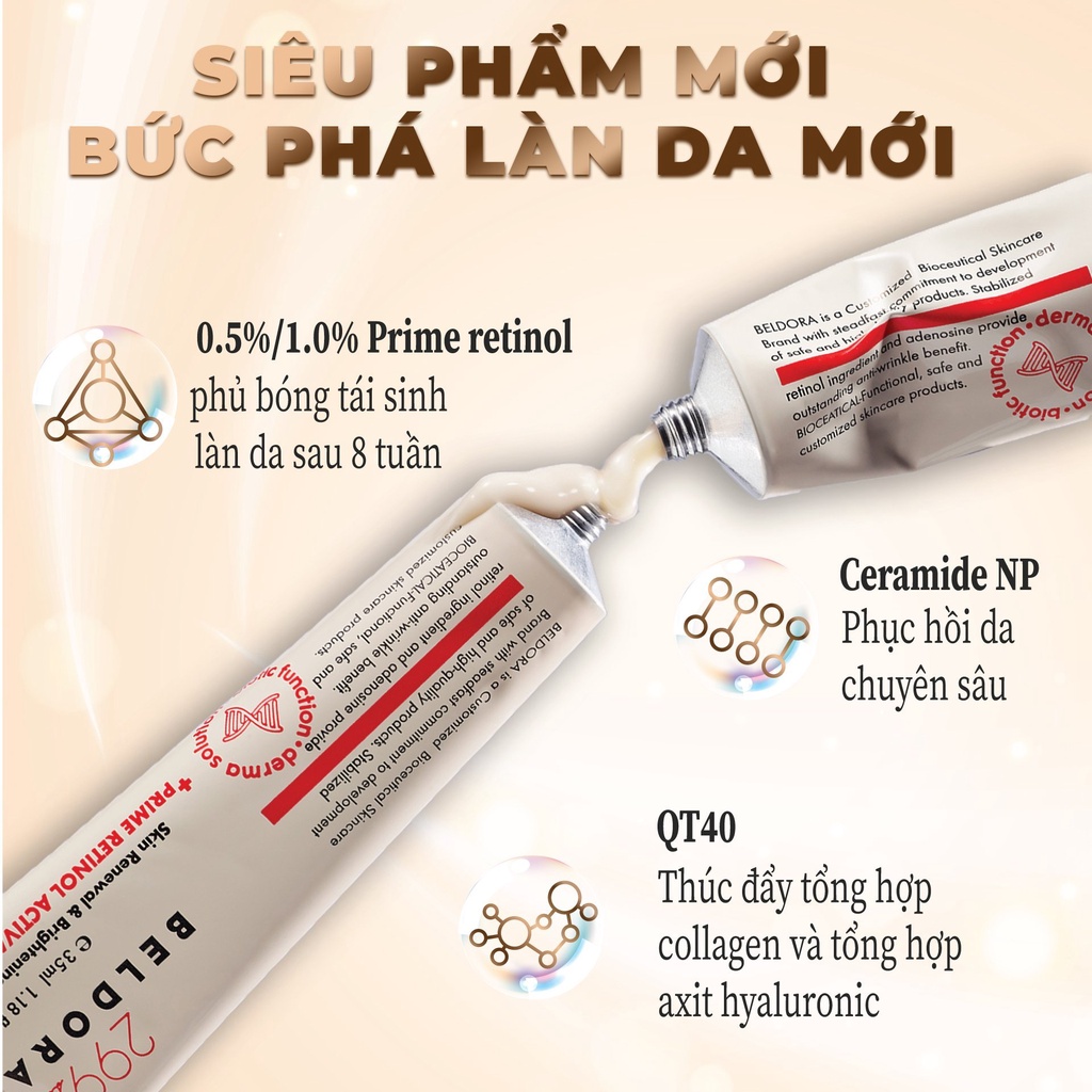 Kem Dưỡng Retinol Trẻ Hóa Da, Ngăn Ngừa Nếp Nhăn Beldora 299 Prime Retinol Activator 35ml