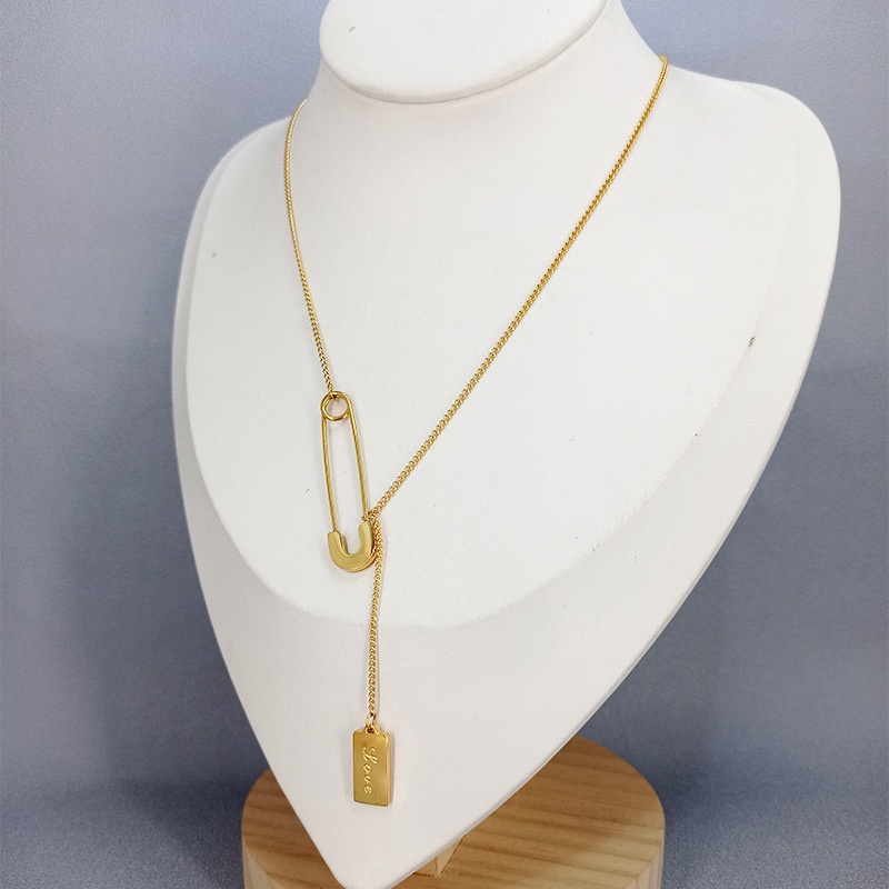 Dây chuyền dáng ngắn bằng thép titan mạ vàng 18k phong cách Âu Mỹ sang trọng thời trang