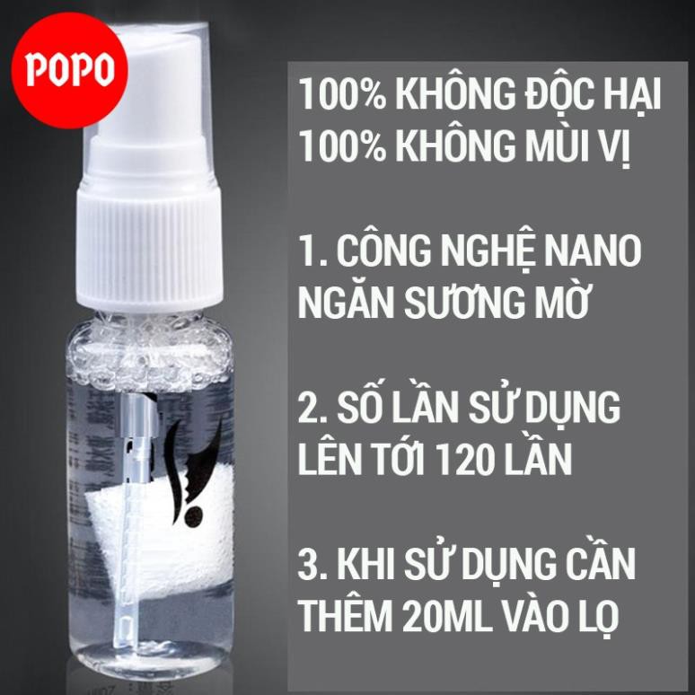 Chai xịt chống sương mờ, chống hấp hơi kính bơi, kính lặn POPO