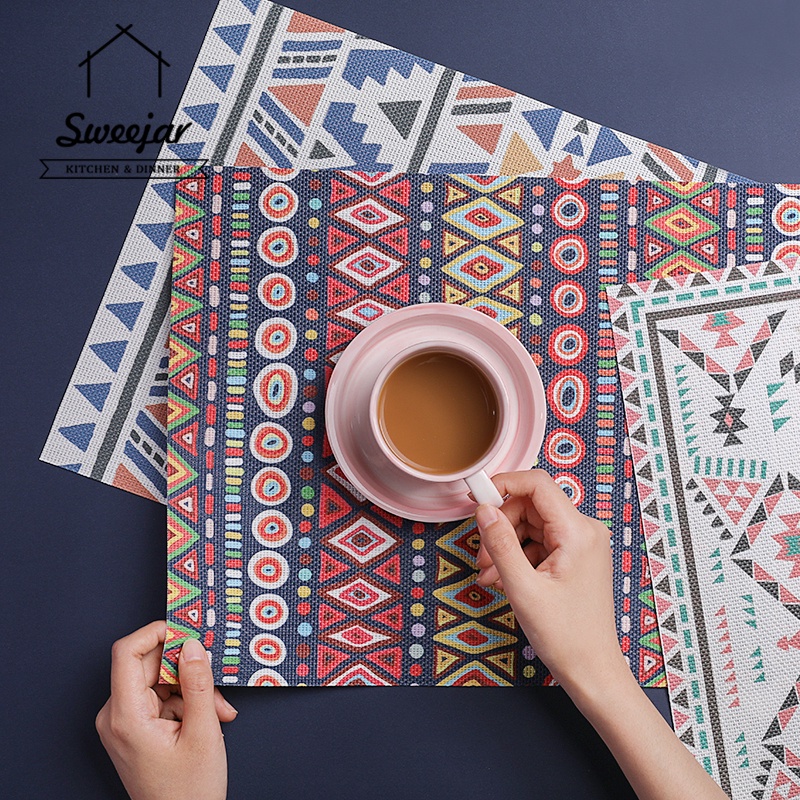 Thảm dệt kim SWEEJAR bằng pvc phong cách bohemian cách nhiệt chống trượt