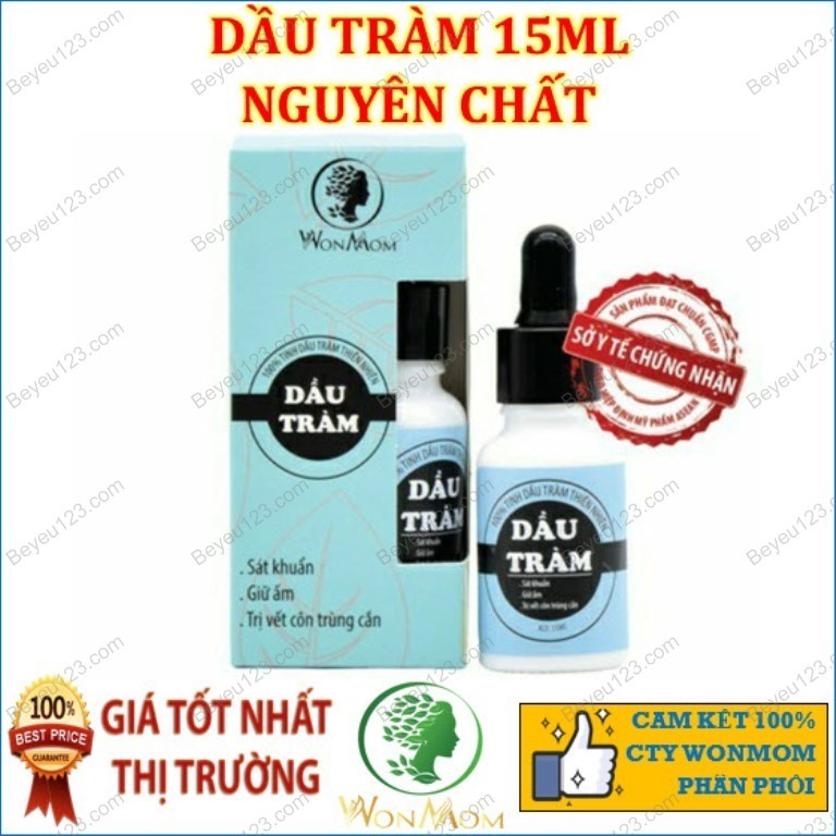 Combo Dầu tràm nguyên chất 15ml + Hộp 10 túi thảo mộc tắm bé 120g - Wonmom (Việt Nam)