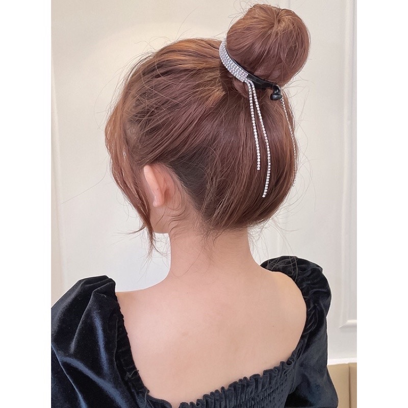 Cặp Tóc Quặp Tròn Đính Đá Sáng Lấp Lánh Phong Cách Thời Trang Hàn Quốc Sang Chảnh