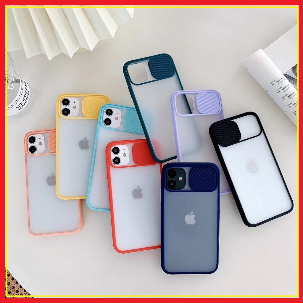 🌟FREESHIP🌟 Ốp lưng iPhone nắp trượt nhám mờ che cam bảo vệ camera 6/6s/7/8/plus/x/xs/xr/xs max/11/12/pro/11 pro max