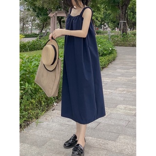 (Aheun.studio )Đầm nữ dài form rộng hai dây nhún bèo phong cách Hàn Quốc - MARBEL DRESS ( 9095 )