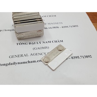 Nam châm cài áo thẻ tên 2 nút dài