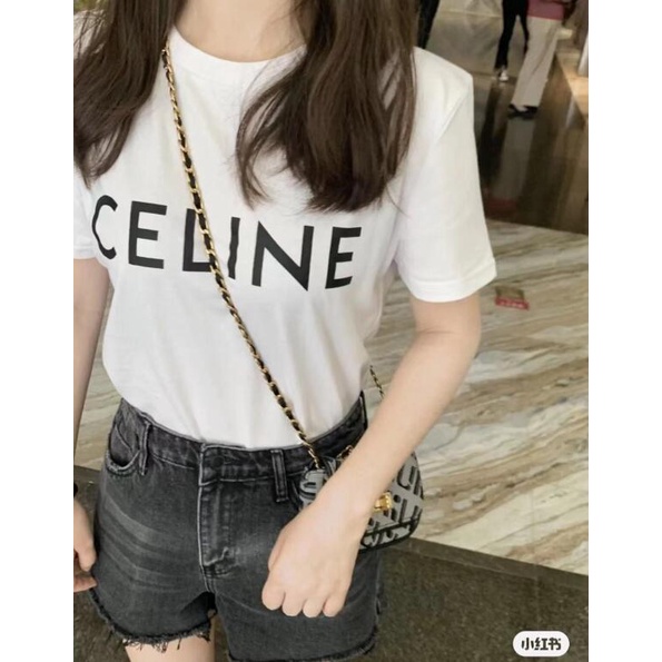 Áo Thun Cotton Ngắn Tay In Họa Tiết CELIN Thời Trang Cho Nam Nữ