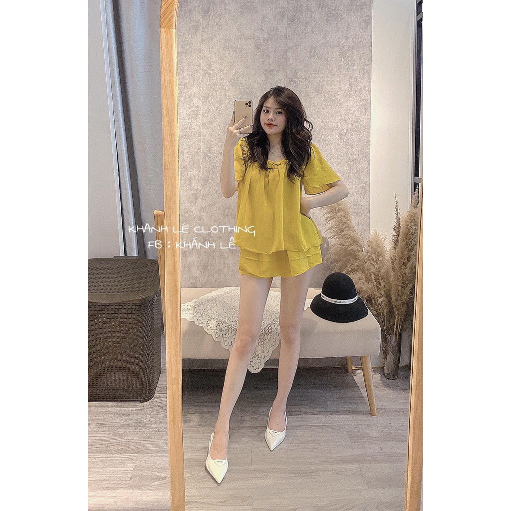 Set Đũi Bèo Cánh Tiên Mix Quần Sooc Tầng | BigBuy360 - bigbuy360.vn