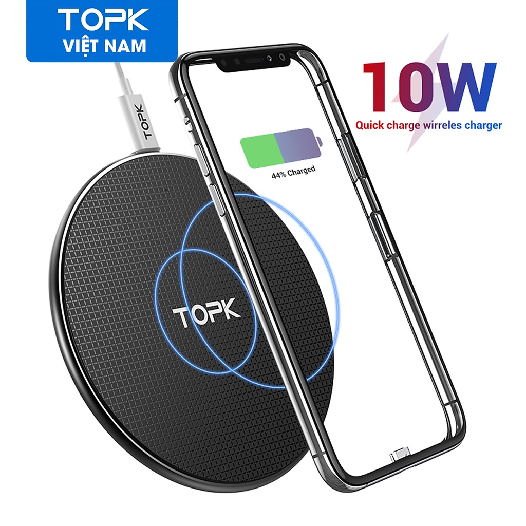 Đế Sạc Nhanh Không Dây TOPK B01W B46W 10W Cho iPhone 12 Pro Max Xiaomi 10 HUAWEI P30