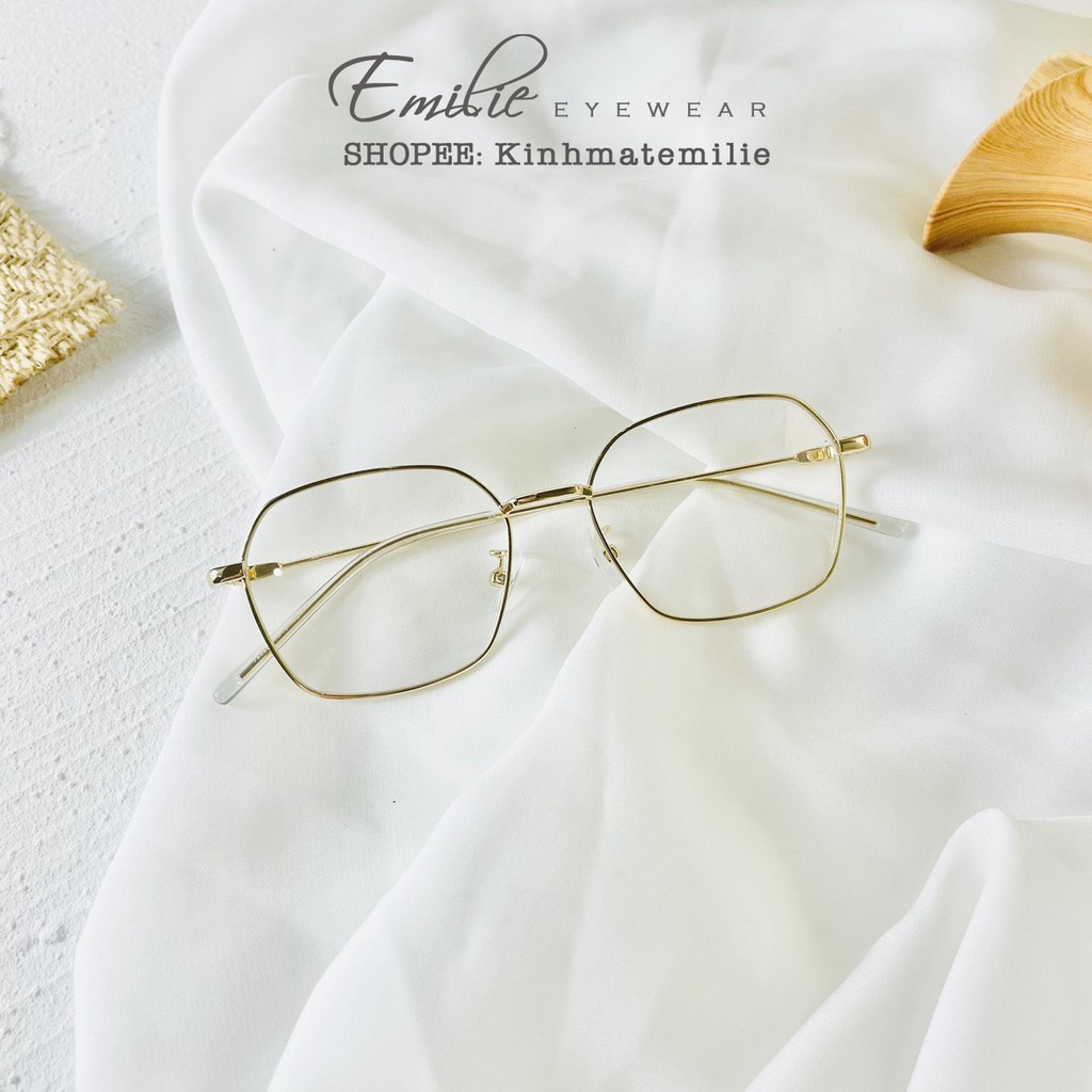 Kính gọng mảnh vuông đa giác nam nữ Emilie eyewear chất liệu kim loại phụ kiện thời trang 72328