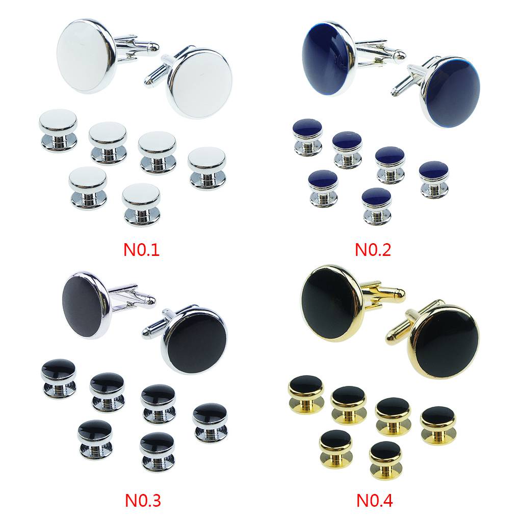 Set 8 Khuy Măng Sét Hình Tròn Phong Cách Retro Dành Cho Áo Sơ Mi