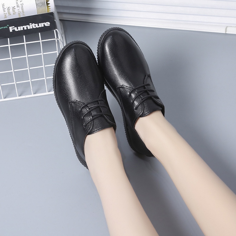 Giày oxford da bóng mũi tròn phong cách retro tùy chọn kích thước cho nữ