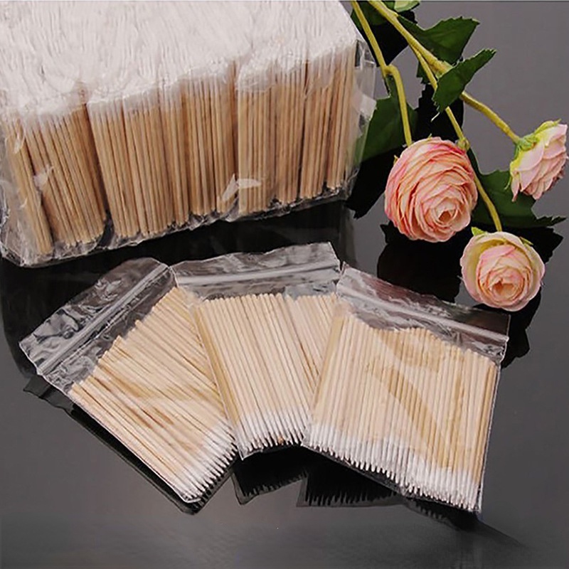 Set 100 Tăm Bông Cotton Dùng Một Lần Thiết Kế Hai Đầu Tiện Lợi Dễ Dùng