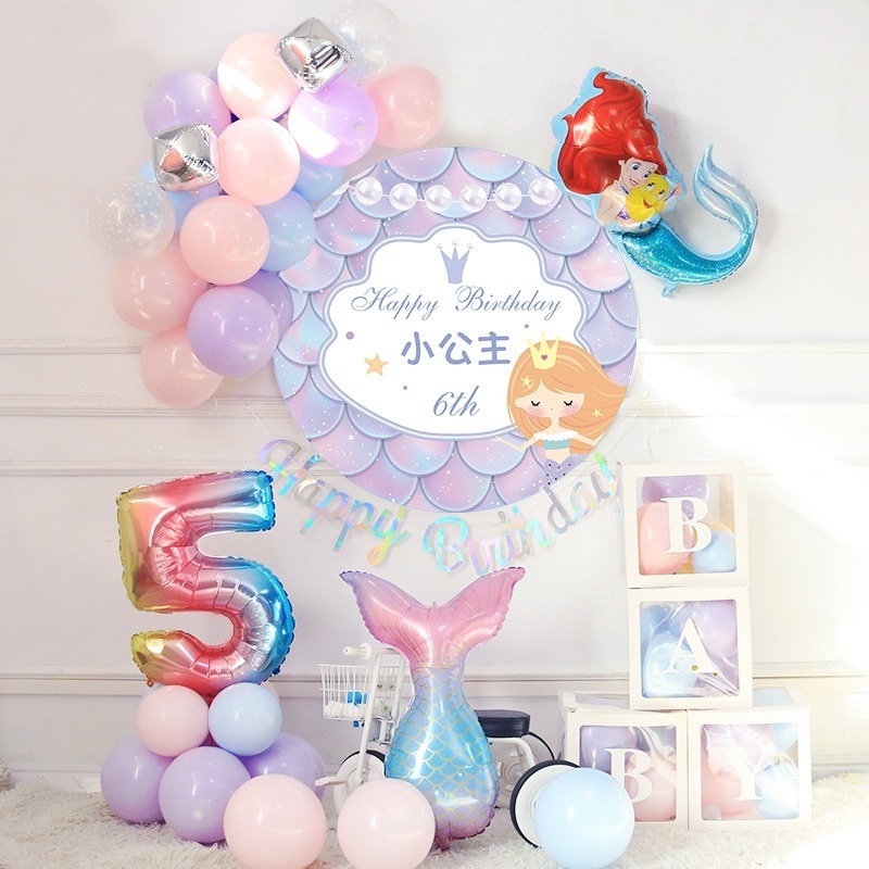 Bong Bóng Nhôm Hình Đuôi Nàng Tiên Cá Dùng Trang Trí Tiệc Sinh Nhật