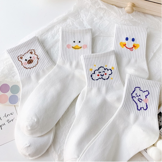 Set 5 Tất Nữ Vento Cổ Lửng Họa Tiết Dễ Thương Chất Liệu Cotton Cao Cấp Thoáng Khí