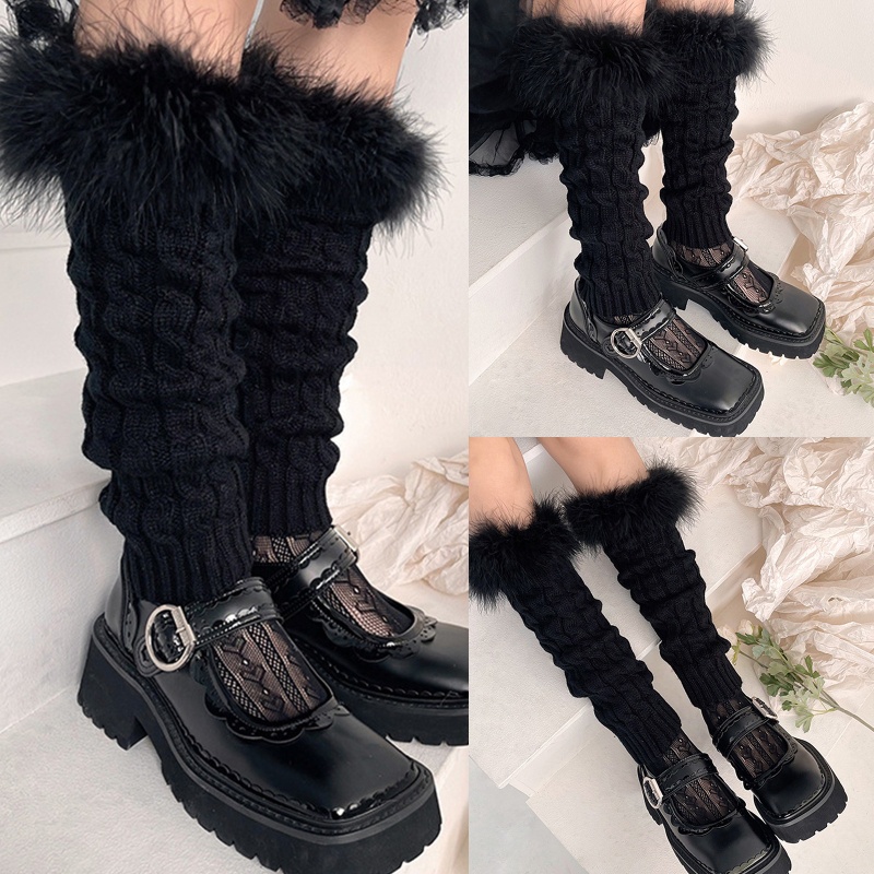 Youyo Vớ Dệt Kim Giữ Ấm Chân Mùa Đông Kẻ Sọc Phong Cách JK Thời Trang Cho Nữ St