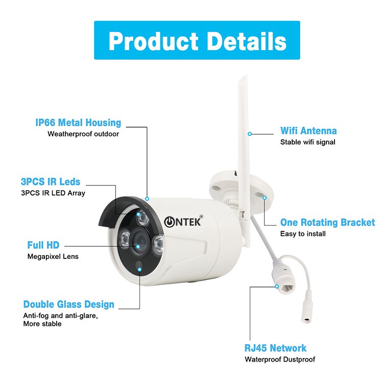 Bộ Camera giám sát Không dây KIT NVR OnTek SX400 FHD 1080P - 2.0MP, Kèm HDD (2TB/1TB/500GB/0GB) - Đủ phụ kiện lắp đặt