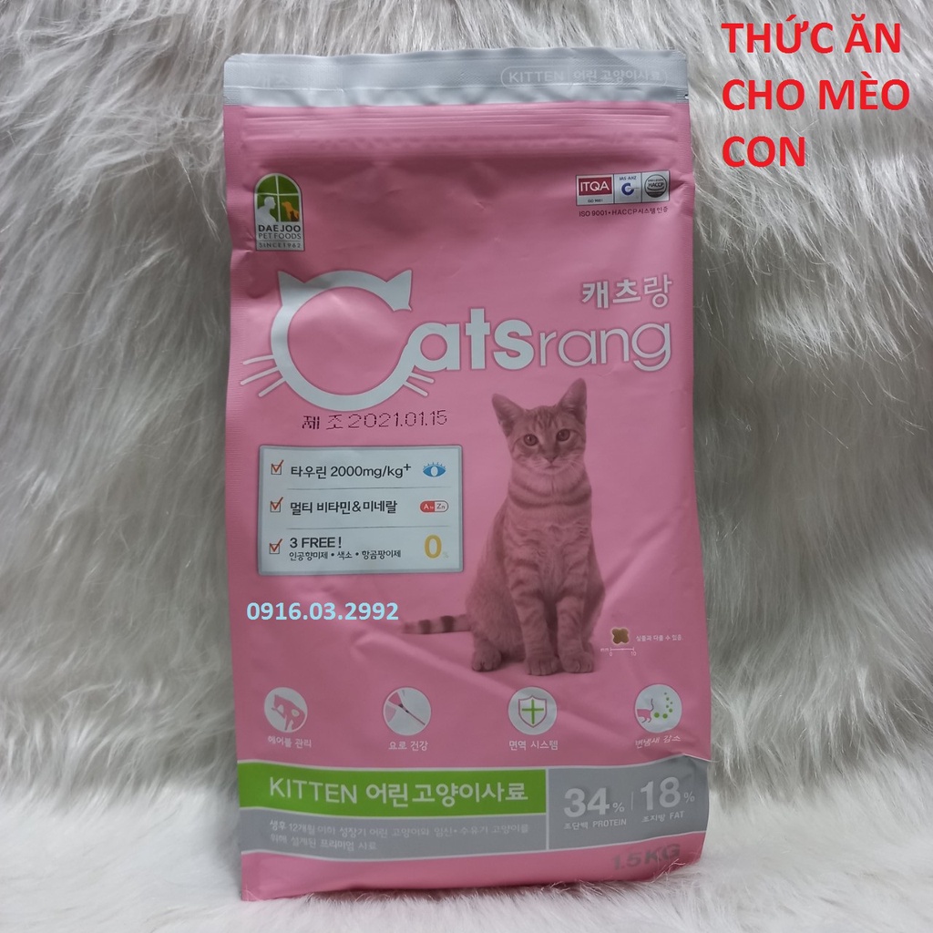 Thức ăn cho mèo con Catsrang Kitten 1,5kg, Thức ăn cho mèo con trên 3 tháng tuổi