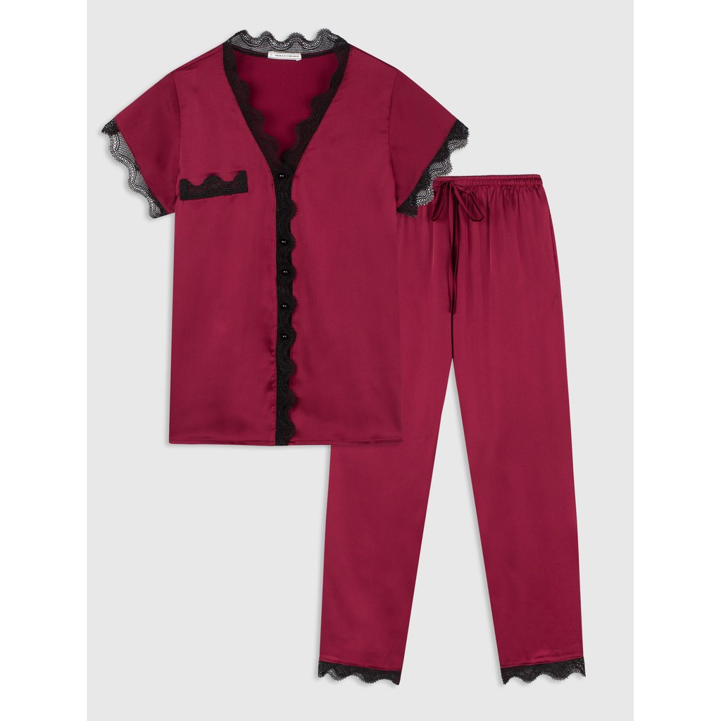 Set Pyjama lụa ren cổ Nhật ACQD 5 màu cao cấp