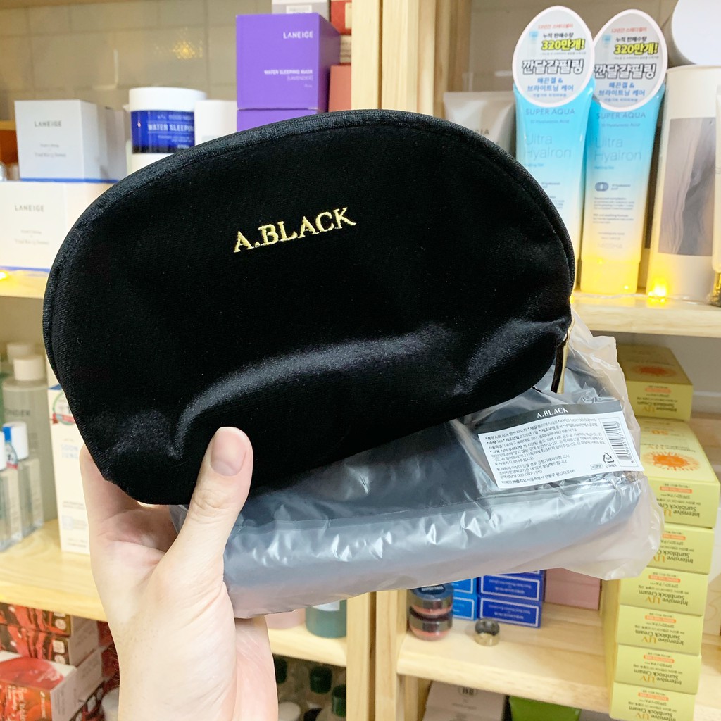 Túi cầm tay ABLACK đựng mỹ phẩm, đồ trang điểm, túi makeup mini chất vải nhung cao cấp tiện lợi Harin Cosmetics