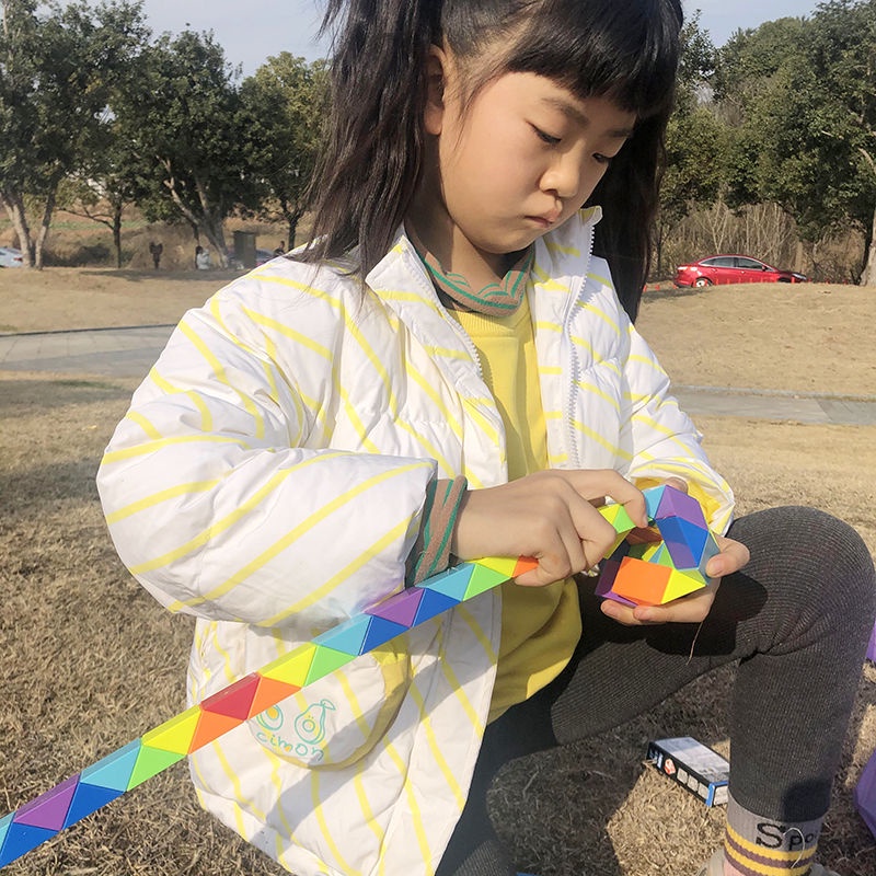 Cây thước ma thuật cầu vồng, Đồ chơi giáo dục cho trẻ em, Khối lập phương Rubik có thể biến hình, Bộ đồ chơi trẻ em có thể ghép các đoạn 24/36/48/60/72, Bộ đồ chơi biến hình dành cho trẻ em