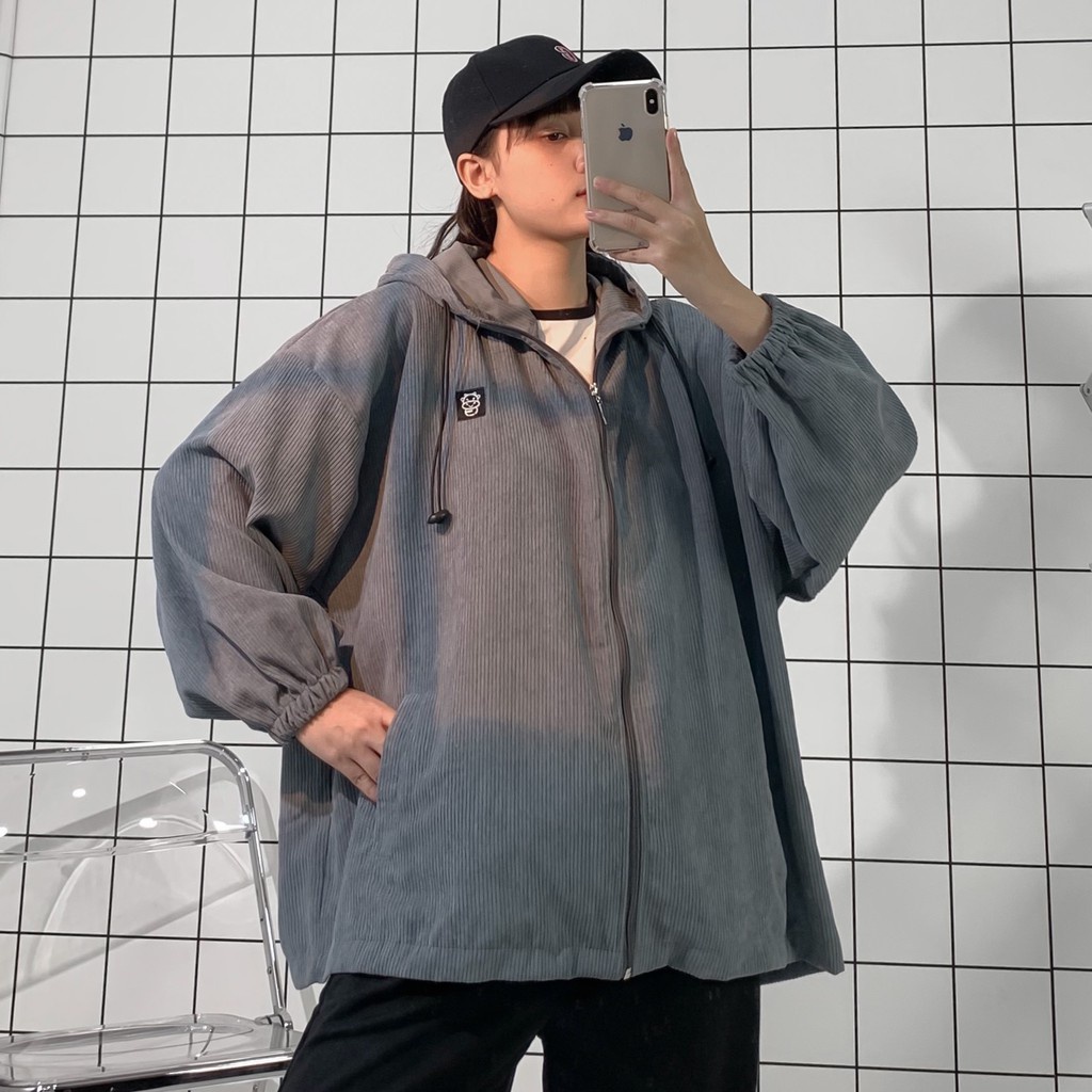 Áo Khoác Nhung Thêu COW Jacket Form Rộng Dây Kéo Ulzzang Unisex