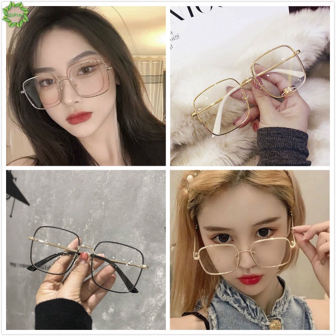 Mắt Kính Gọng Kim Loại Tròng Lớn Chống Bức Xạ Thời Trang