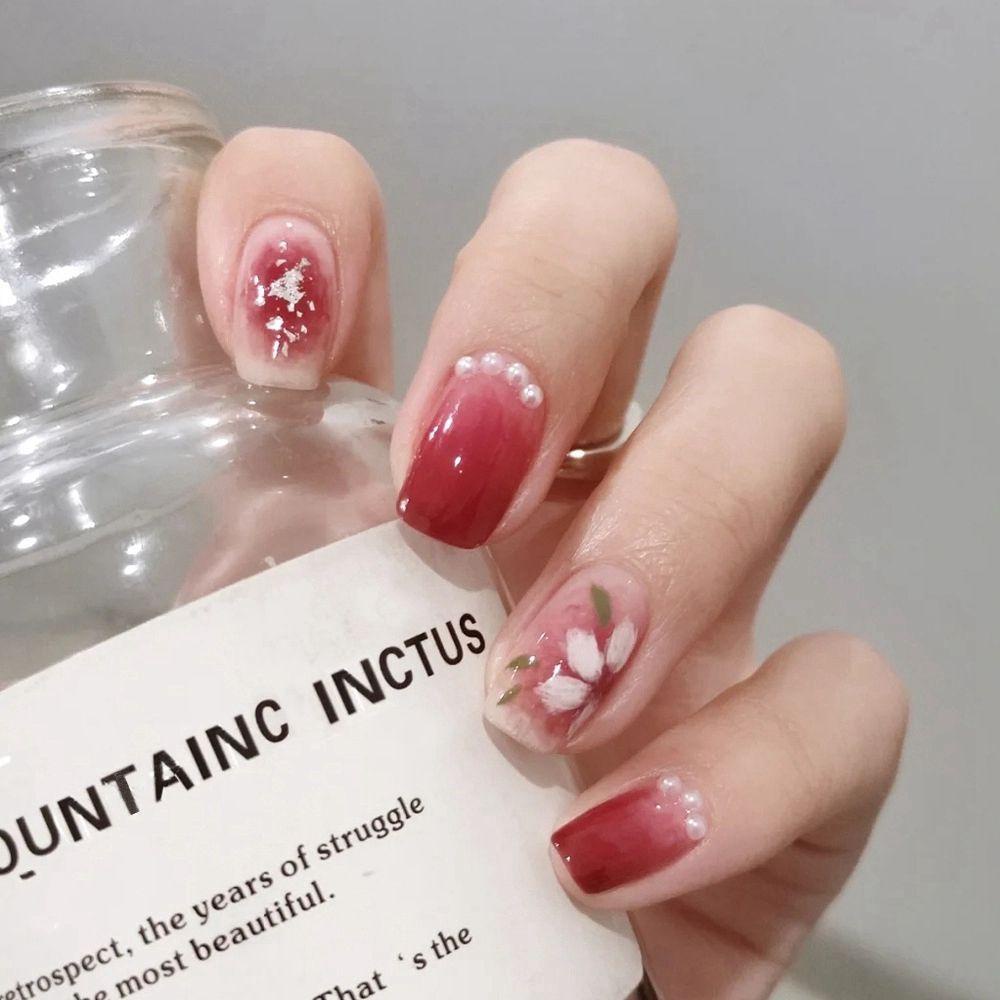 Bộ 24 Móng Tay Giả Đầu Tròn / Vuông Che Phủ Toàn Diện