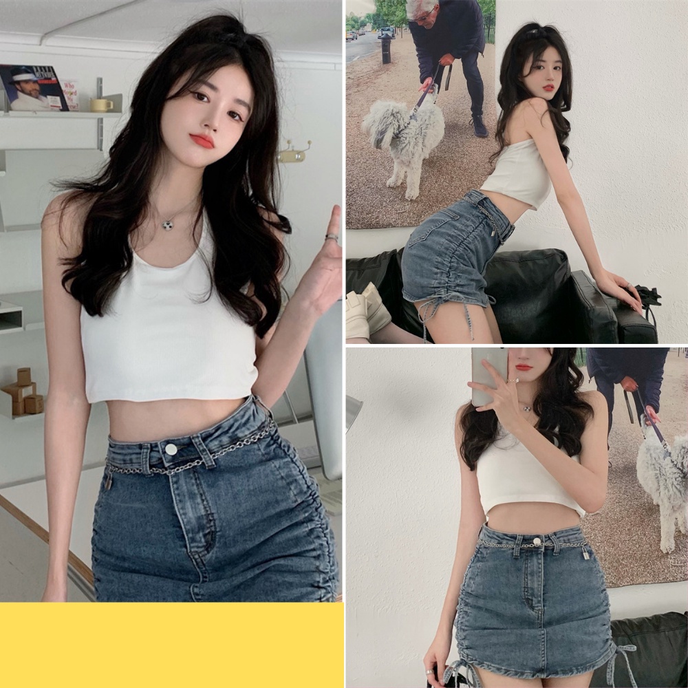 Chân váy nữ, chân váy jeans nữ rút dây 2 bên size S M L SKUCV-08A kenshop198