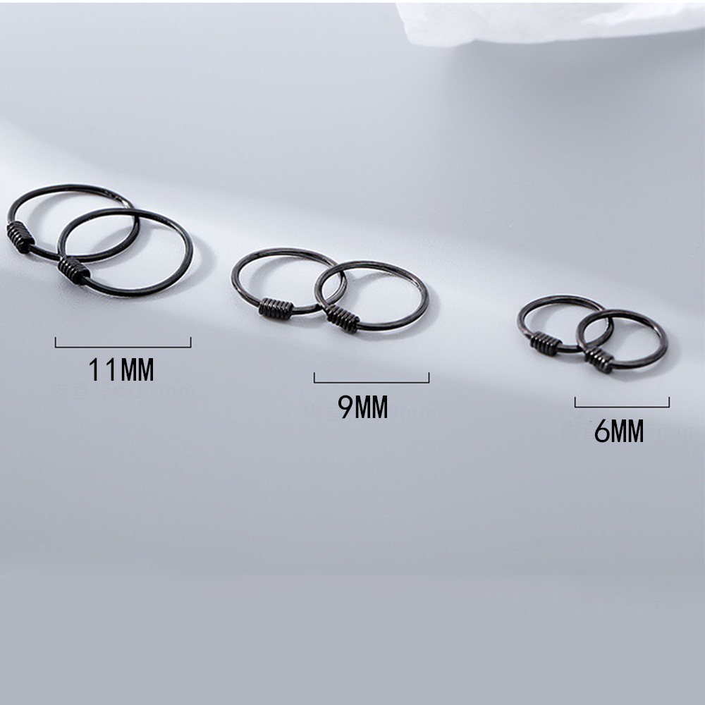 Khuyên tai tròn 6mm 9mm 11mm bạc 925 nhiều màu thời trang Hàn Quốc cho nam nữ