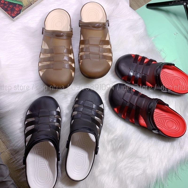 𝐢𝐃É𝐏 𝐆𝐋𝟎𝟒𝟑 Giày sục nhựa dẻo đi mưa bít mũi EVA siêu nhẹ chống nước thoáng khí - Sandal ngư dân cao 3cm cho nữ
