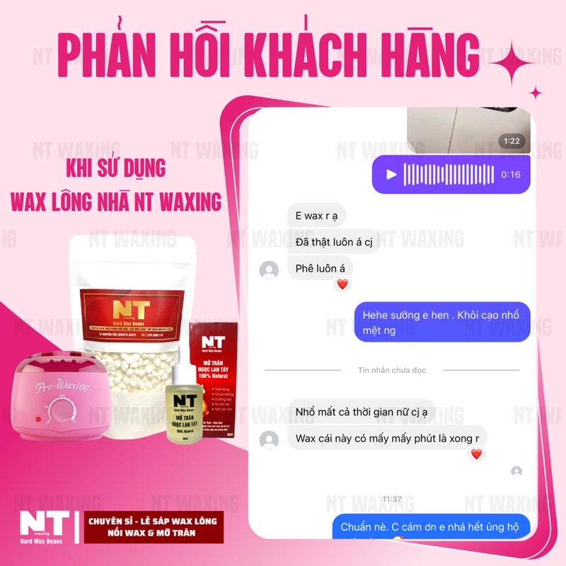 Combo triệt lông sáp wax nóng, wax lông nhập khẩu và mỡ trăn nguyên chất ngọc lan tây triệt lông nách, tay, chân, bikini
