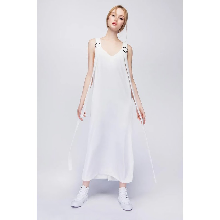 Đầm Form Dài Phối Dây (Side slit long dress) Can De Blanc