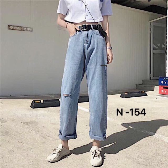 Baggy jeans rách sườn ver.2 loe nhẹ vải mềm lưng cao ulzzang kèm ảnh thật