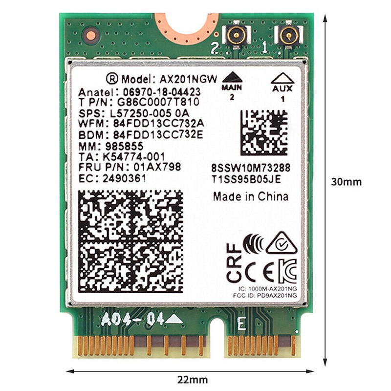 Dual Band 2.4Gbps Wireless Adapter for Intel Ax201 Ax201NGW NGFF 802.11Ac/AxM.2 Key E Wifi BT 5.0 Network Card with Antennas | BigBuy360 - bigbuy360.vn
