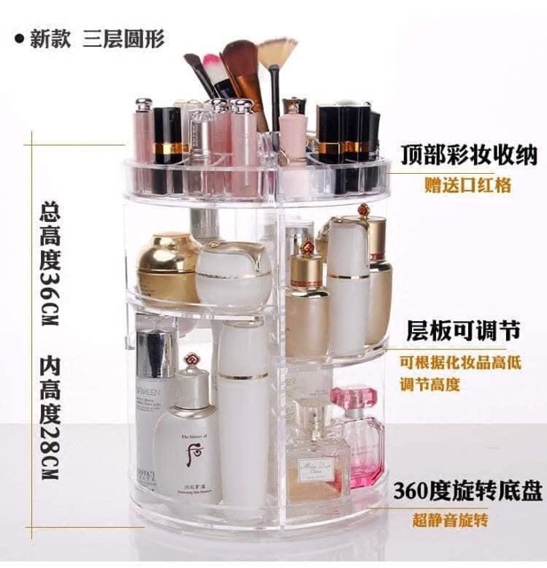 Kệ mĩ phẩm xoay 360 độ siêu tiện ích , cao cấp để bàn