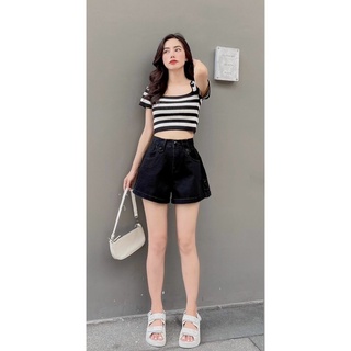 Quần short jean nữ mẫu trơn lai kiểu ảnh thật dành cho bạn gái dưới 50kg