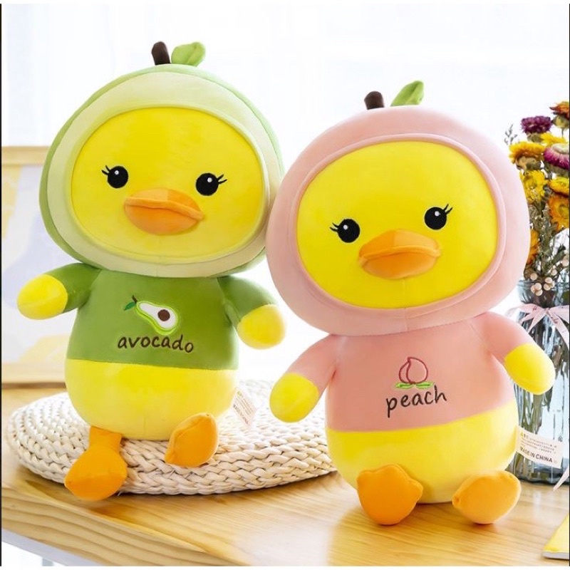 GẤU BÔNG VỊT COSPLAY TRÁI CÂY BƠ, DÂU Y ẢNH SIZE 35m SIÊU DỄ THƯƠNG