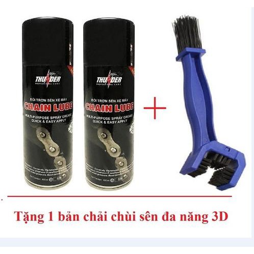 COMBO 2 Chai CHAIN LUBE -Rửa & Dưỡng Bôi trơn sên xích xe máy (tặng chải sên 3d)