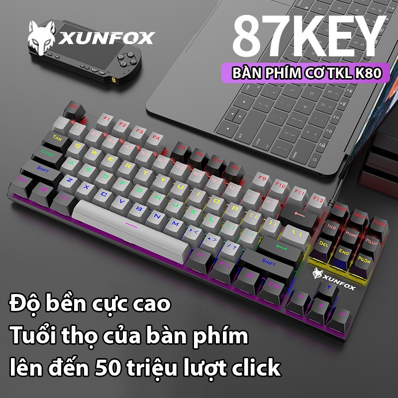 Bàn phím cơ Coputa Bàn phím máy tính laptop chơi game TKL gaming Full LED K80