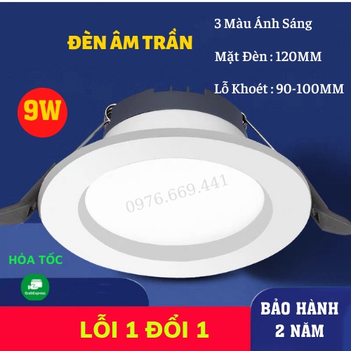 Đèn Led Âm Trần 3 Màu Ánh Sáng Đèn Ốp Trần Phòng Khách Đế Tản Nhiệt Cao Cấp ASAKI OFFICIAL