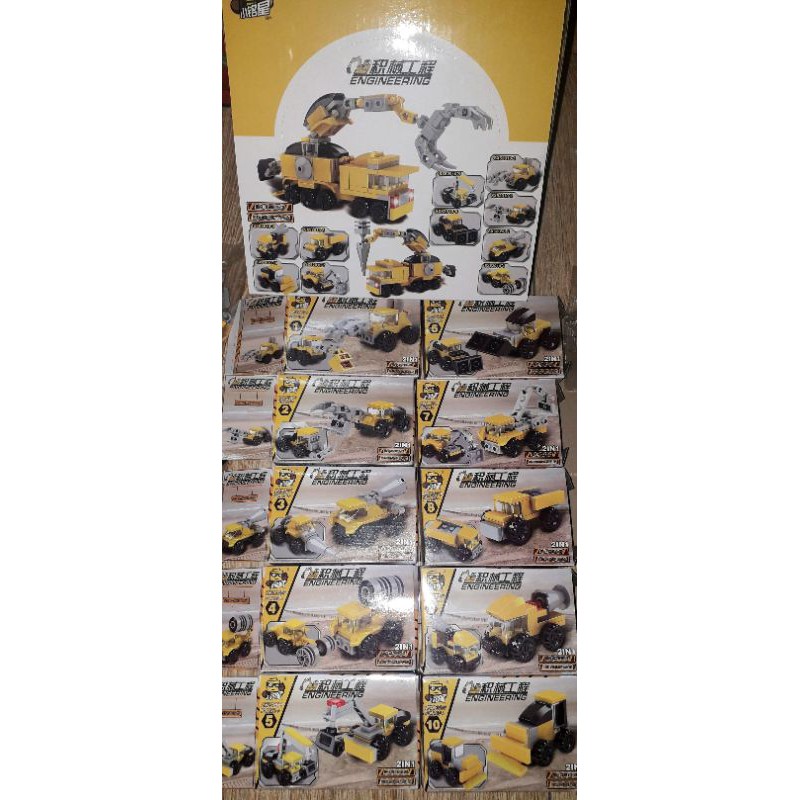 Sét Lego_Lắp ráp Xe công trình 10 chiếc 52010 có nhiều chi tiết bằng nhựa