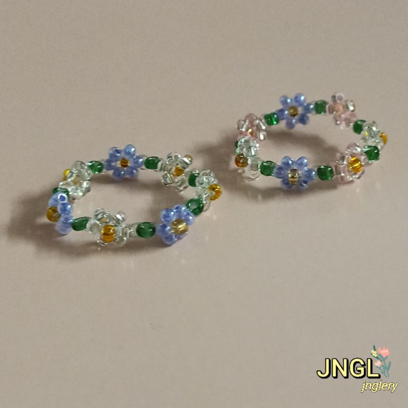 Nhẫn hoa nhí Violet kiểu Hàn | Nhẫn nơ thỏ hạt cườm dễ thương|beaded flower ring