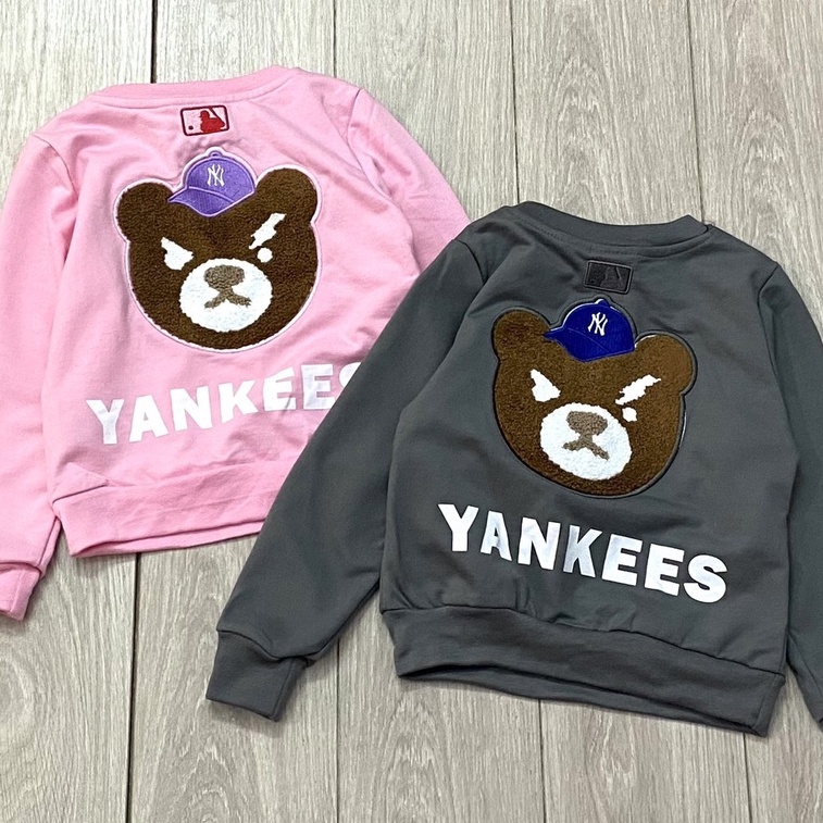 Bộ dài tay thu đông bé trai bé gái - Set bộ MLB gấu xù nổi cho bé trai bé gái size 90-150