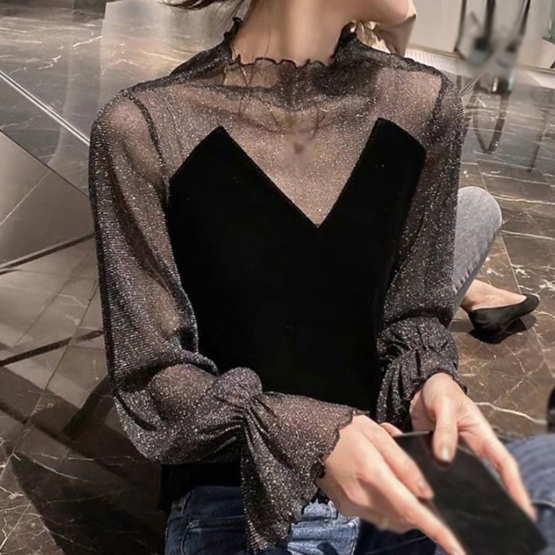 Áo Thun Tay Dài Cổ Lọ Màu Sắc Thời Trang Cho Nữ