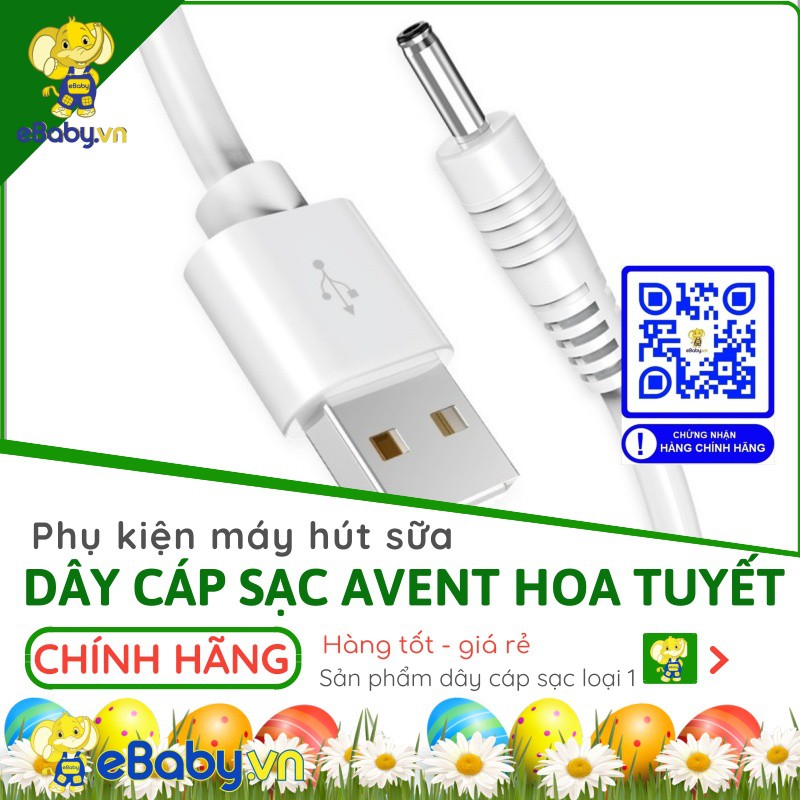 Dây cáp sạc usb máy hút sữa Philip Avent 5V-2A ĐẦU TRÒN - Hàng nhập Đức - Chính hãng 100% - AVENT HOA TUYẾT, ANH ĐÀO