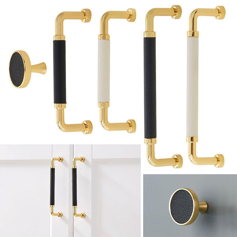 ZAIJIE24 Tay Nắm Cửa Tủ Bằng Da Và Hợp Kim Kẽm Chất Lượng Cao