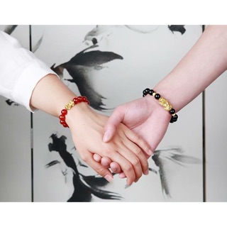 Vòng đá phong thủy mix tì hưu bạc xi vàng