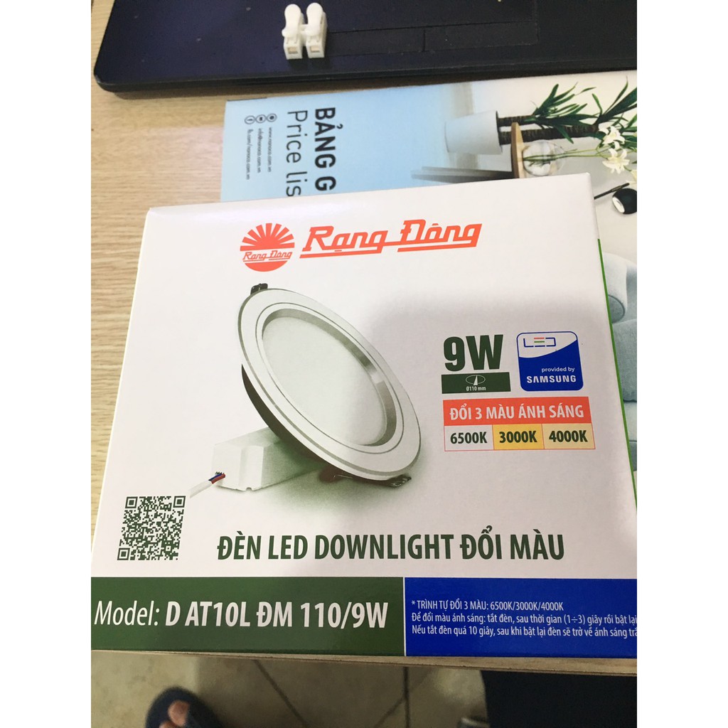 ĐÈN LED ÂM TRẦN ĐỔI MÀU RẠNG ĐÔNG D AT10 110/9W VIỀN ÁNH VÀNG/ BẠC